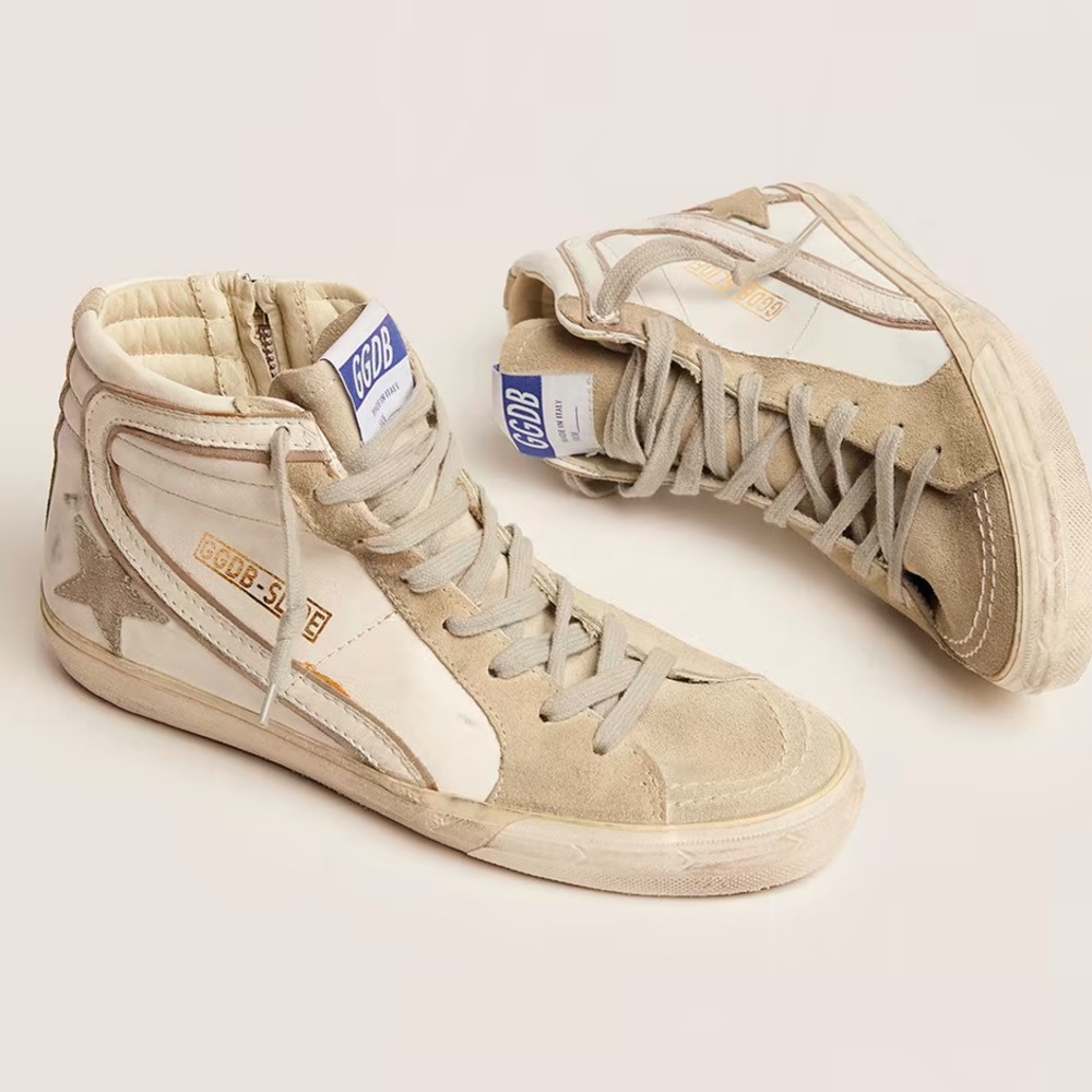 Golden Goose Slide High Top White and Gray